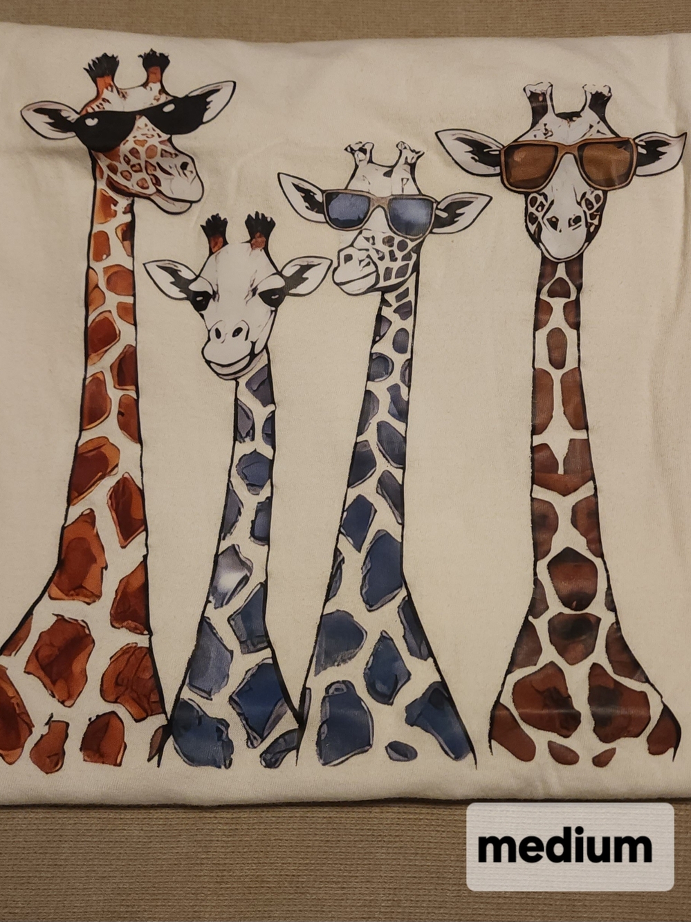 Womem's Giraffe Tee - White with Giraffes, Size Medium